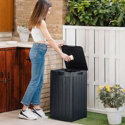 Waste Bin 80lt 38x38x65cm Plastic with Safety Lid, Assembled RIO GARDEN BIN Anthracite