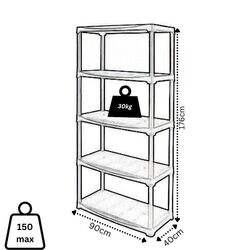 ARTPLAST Ιταλίας Πλαστική Ραφιέρα 9kg 5όροφη 90x40x176cm Αντοχή Ραφιού 30kg Max Αντοχή 150kg Σταθερά Ράφια Μαύρο