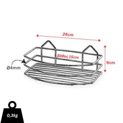 TEKNO-TEL Ραφιέρα Μπάνιου 24x15x9cm Πάχος Ø4mm Βάρος 0.3kg Επιχρωμιωμένο Ατσάλι