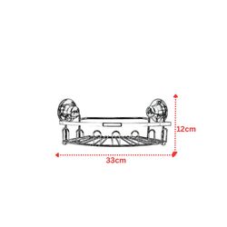 TEKNO-TEL Γωνιακή Ραφιέρα Μπάνιου 33x17x12cm Πάχος 7mm Αντοχή 12kg Επιχρωμιωμένο Ατσάλι με Βεντούζα EXTRA STRONG