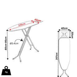 Σιδερώστρα Ατμού XL 155x45x95cm Μεταλλική με Επιφάνεια Σιδερώματος 125x45cm 7Kg Σχάρα 42x30cm Διάμετρος Ποδιού Ø34mm PEARL TRIANGLES