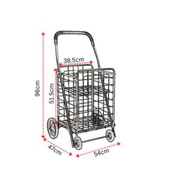 Καρότσι Λαϊκής Μεταλλικό 60lt 54x47x96cm Πτυσσόμενο 4.1kg Αντοχή Bάρους 35kg με 2+2 Ρόδες Γκρί