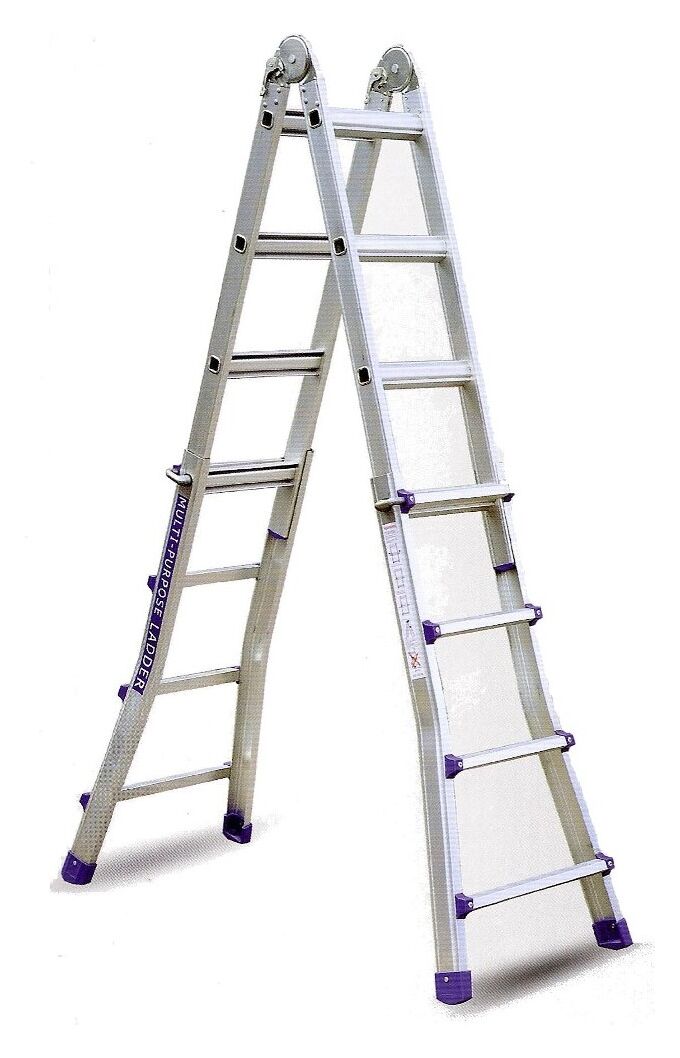 Σκάλα Αλουμινίου Επαγγελματική 4x5 Σκαλιά Multiuse Μέγιστο Ύψος 5.10m Αντοχή 150kg Βάρος 13.6kg με Πιστοποίηση EN131