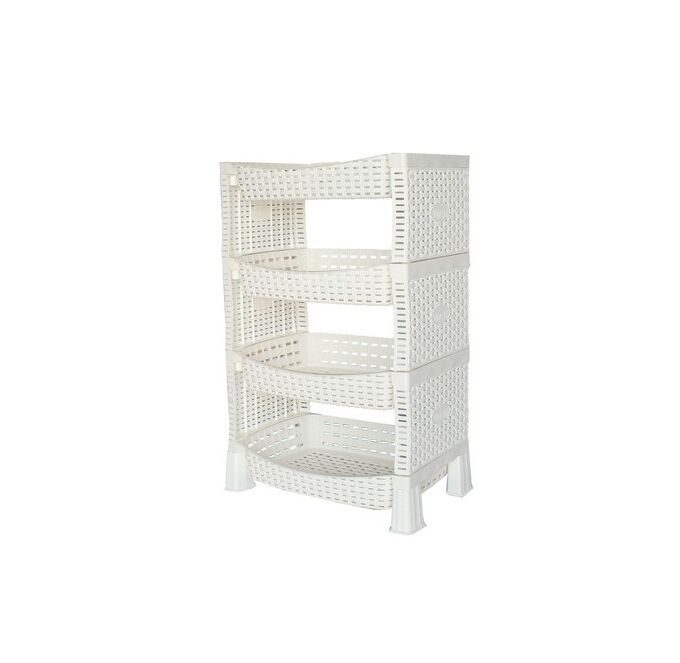 Ραφιέρα Πλαστική 59x41x66cm 4όροφη RATTAN Βάρος 1,86kg Λευκό