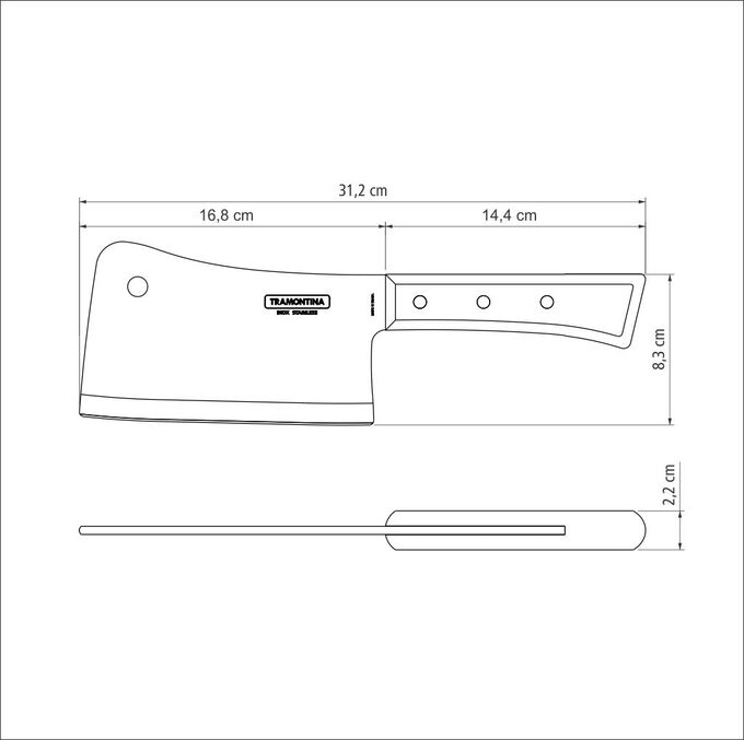 TRAMONTINA Μπαλτάς Κουζίνας με Λεπίδα 16.8cm Ξύλινη Χειρολαβή Traditional