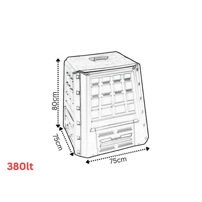 Κομποστοποιητής-Κάδος Κομποστοποίησης 380lt Πλαστικός Κήπου 75x75x80cm Μαύρος BIO Composter ARTPLAST Ιταλίας