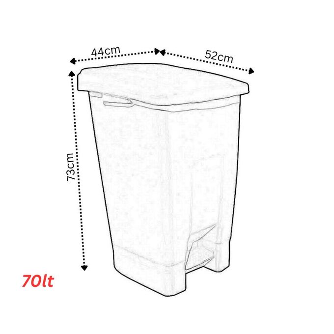 Κάδος Σκουπιδιών 70lt 44x52x73cm 3.7kg Πλαστικός Επαγγελματικός/Οικιακός με Ρόδες και Χειρολαβή Μαύρο - Κίτρινο