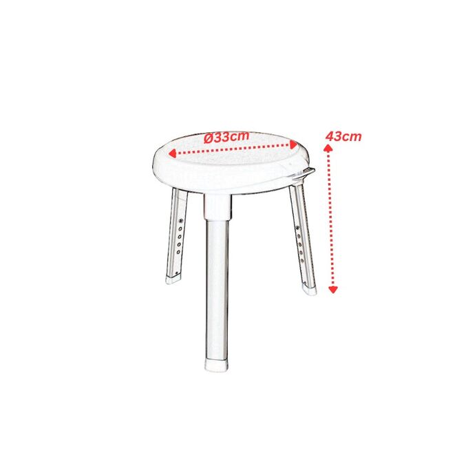 Κάθισμα-Σκαμπό Μπάνιου Περιστρεφόμενο 360ᵒ Ø33x43cm με Ρυθμιζόμενο Ύψος 2.3kg Αλουμινίου-Πλαστικό Λευκό