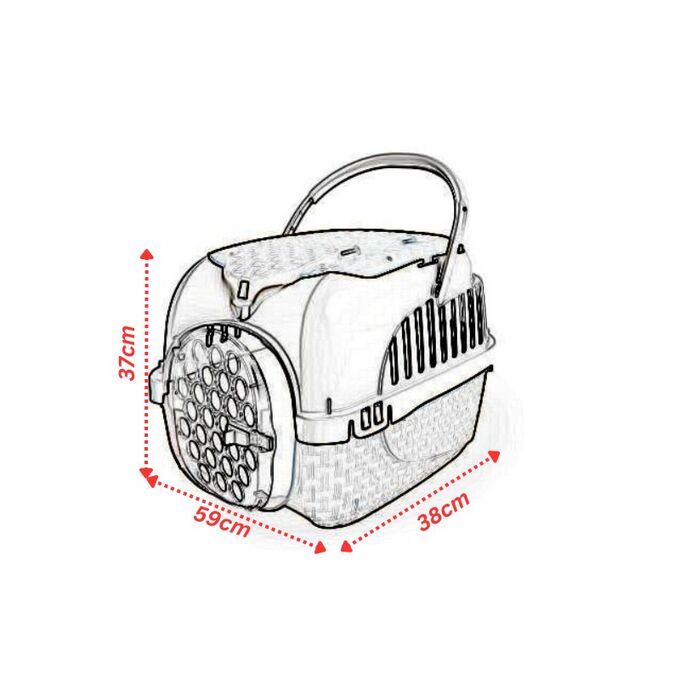 Κλουβί Μεταφοράς Κατοικιδίου 59x38x37cm με Χώρο Αποθήκευσης και Υποδοχές για Ιμάντες Πρόσδεσης σε Κάθισμα Καφέ-Λευκό MAXY TOUR BAMA Ιταλίας