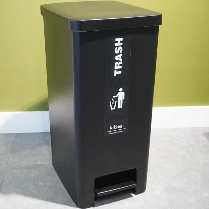 VIOMES Ελλάδας Κάδος Ανακύκλωσης 60lt 32x40x65cm 2.25kg Πλαστικός με Πεντάλ Μαύρος ECOBIN