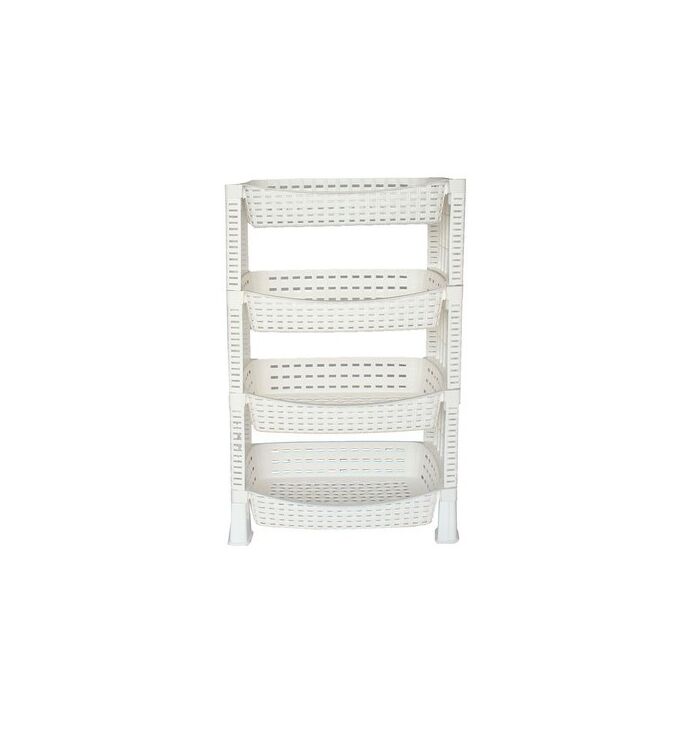 Ραφιέρα Πλαστική 59x41x66cm 4όροφη RATTAN Βάρος 1,86kg Λευκό